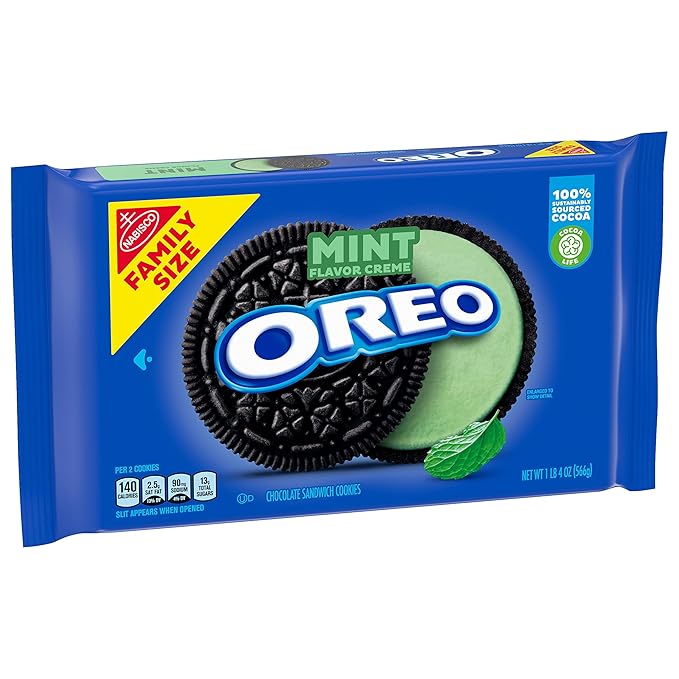 OREO Mint Creme Chocolate Sandwich Cookies, Family Size, 12 - 20 oz Packs