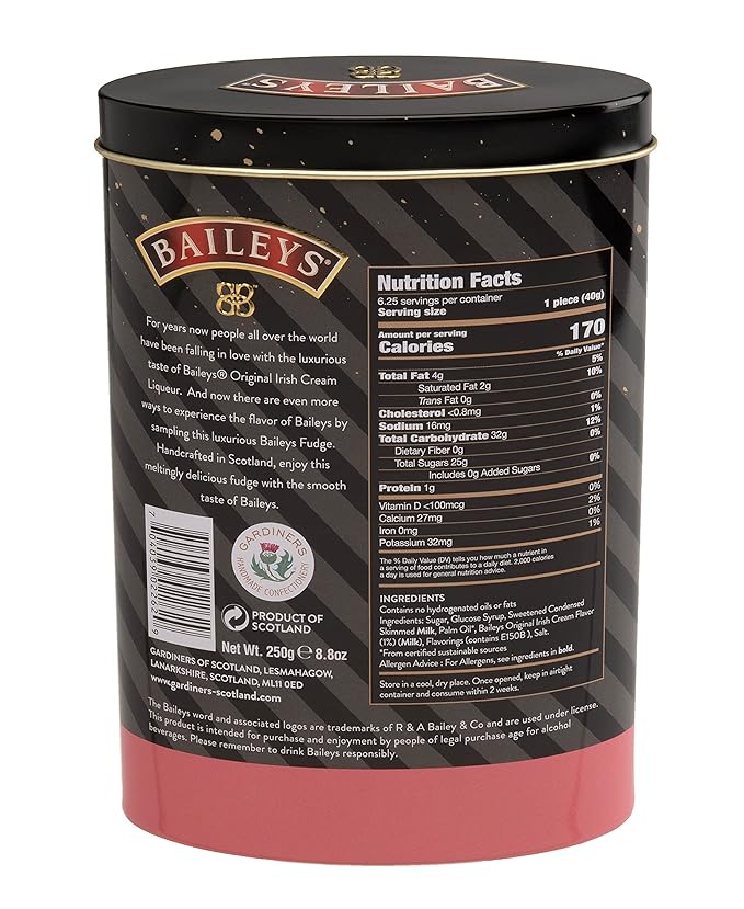 Gardiners of Scotland Handmade Fudge 250g Tin, Baileys Fudge Caramels