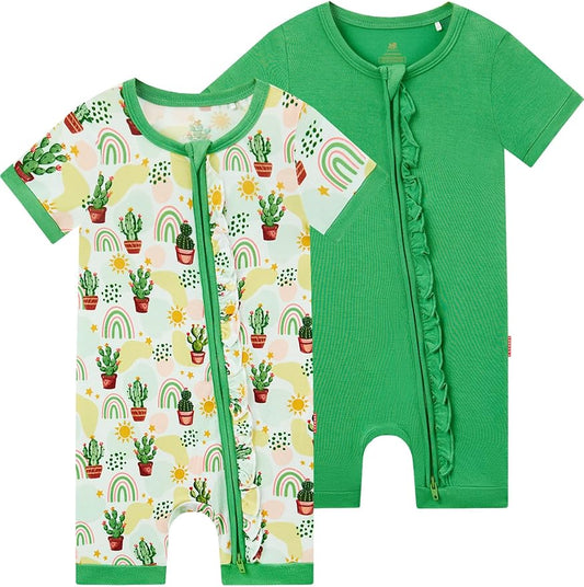Bamboo Viscose Baby Girl Romper Infant Short Sleeve Zipper Baby Jumpsuit