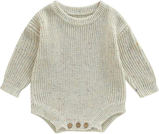 FYBITBO Baby Girl Boy Sweater Knit Oversized Pullover Sweatshirt Romper Onesie Warm Fall Winter Clothes Outfit Newborn
