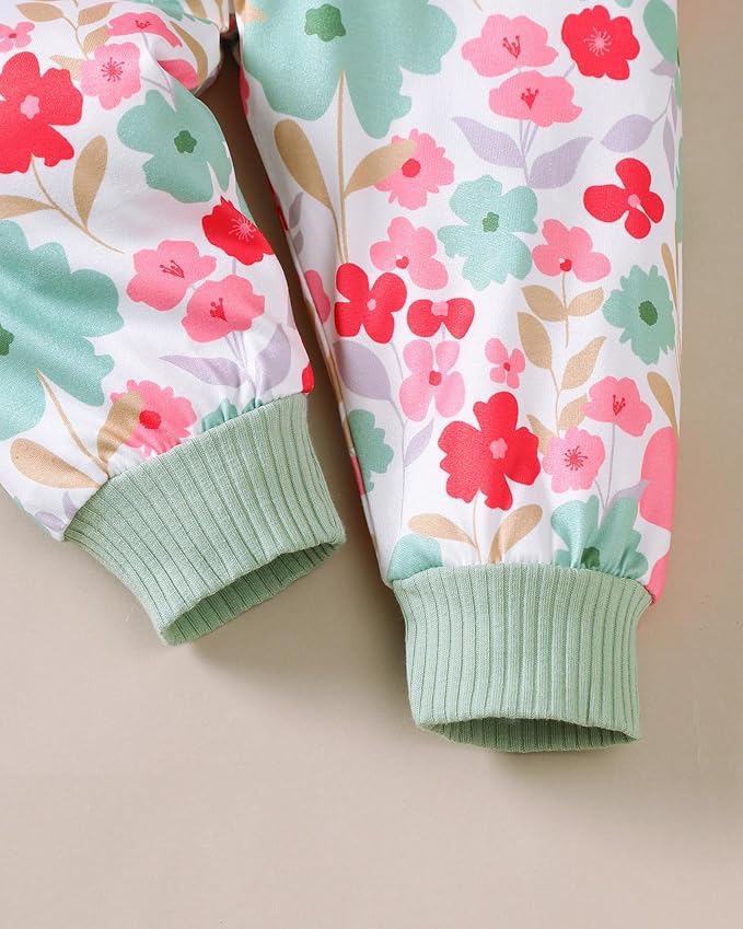 SUNNY PIGGY Baby Girl Clothes Newborn Outfits Infant Ruffle Romper 0-18M Fall Winter Flower Plaid Pants Clothing Set