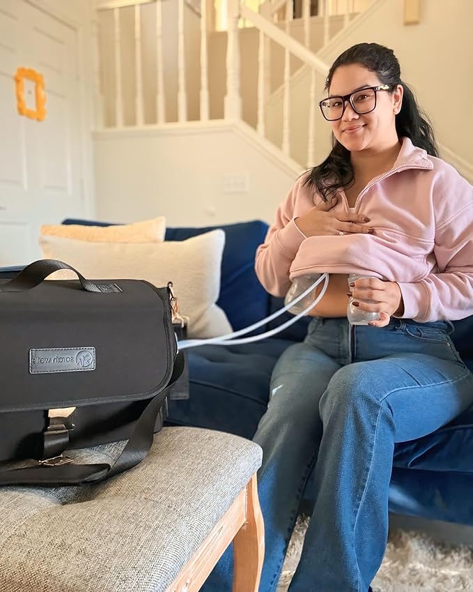 Sarah Wells Stroller Caddy & Pump Bag – Insulated Neoprene Diaper Organizer with Crossbody Strap, Machine Washable, Luggage Sleeve – Fits Single & Double Strollers (Black)