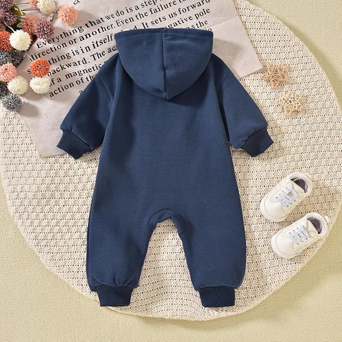 Unutiylo Unisex Baby Boys Girls Long Sleeve Infant Baby Zipper Hooded Jumpsuits Romper Loose Outfit Clothes