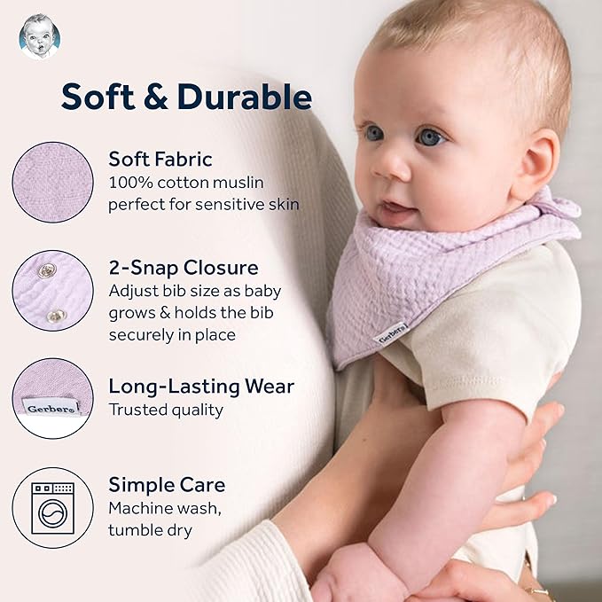 Gerber Unisex Baby Muslin Bandana Bibs