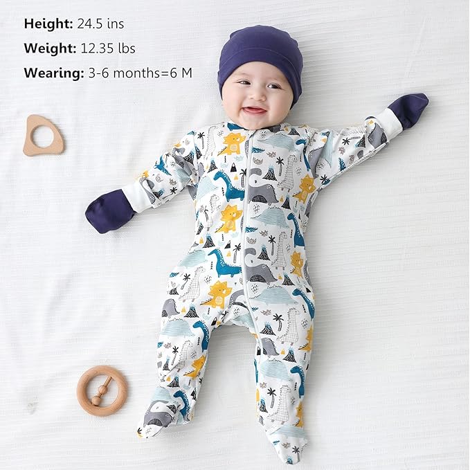 Newborn Baby 2-way Zipper Romper Cotton One-piece Jumsuit 3-pack, 0-24 Months