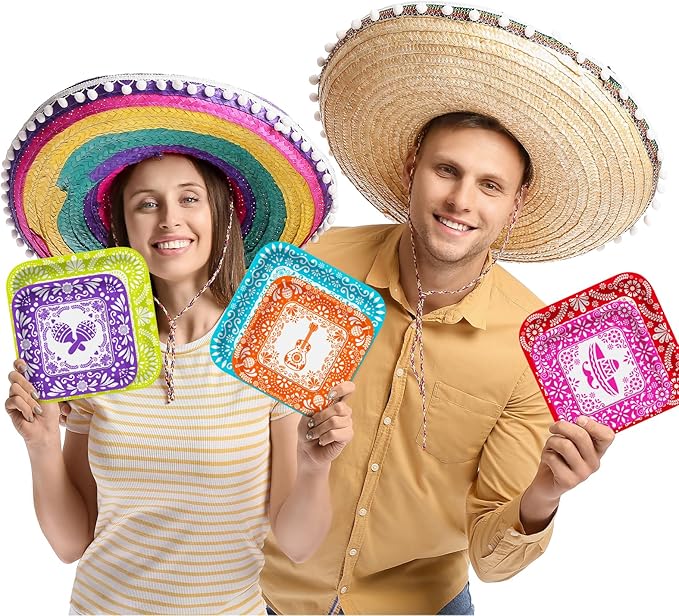 Fiesta Party Supplies Kit for 24 - Ultimate Celebration Pack Including Paper Plates, Napkins, Cups, Tablecloth & Banner | Ideal for Mexican Birthday, Taco, & Cinco de Mayo party Decorations