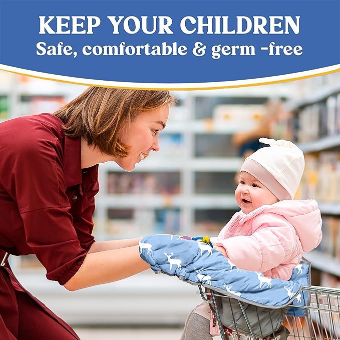 PILLANI Shopping Cart Cover for Baby, High Chair Cover for Restaurant Seat - Grocery Cart Cover for Baby Girl and Boy, Comfortable Cotton Buggy Covers for Babies - Padded Toddler Shopping Cart Cover