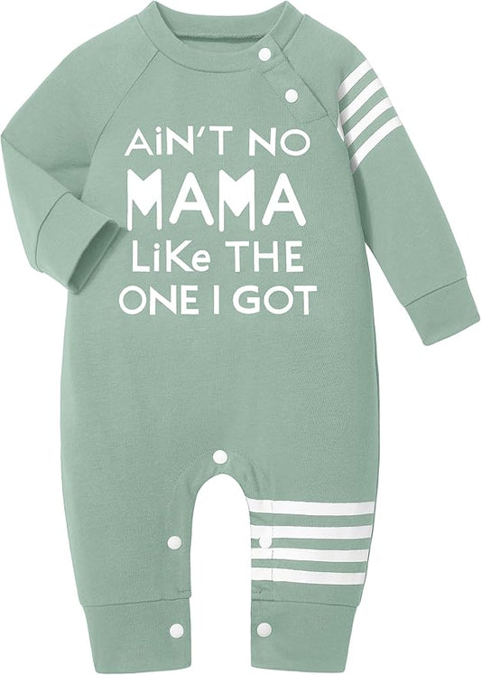 Baby Boy Clothes Infant Mamas Print Romper Stripe Sleeve Outfits Fall Winter Baby Clothing Jumpsuit