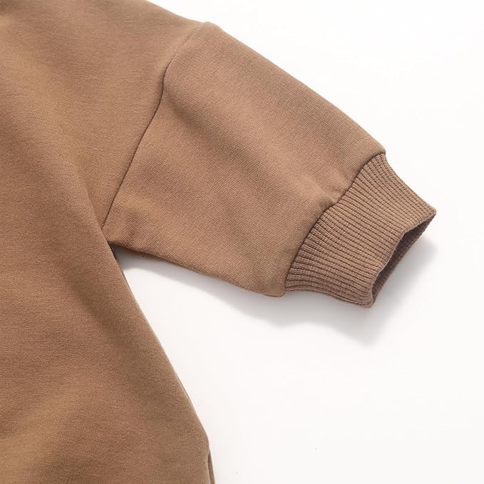 Bafeicao Baby Boy Girl Sweatshirt Romper Organic Cotton Solid Color Long Sleeve Bubble Romper Oversized Warm Fall Winter