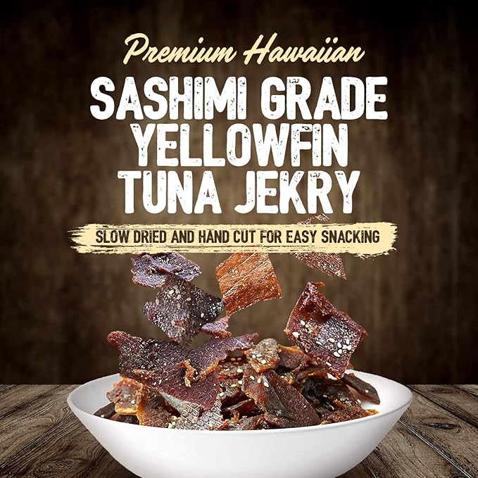 Kaimana Ahi Tuna Jerky Garlic Pepper 2 Ounce - Soft and Tasty - Premium Fish Jerky Made in the USA. High in Omega 3's, All Natural and Wild Caught