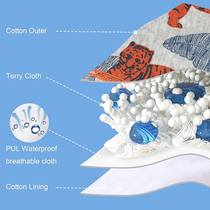 BIG ELEPHANT 10-Pack Baby Potty Training Underwear, Soft 100% Cotton Absorbent Training Pants for Boys & Girls, Ages 12M-10Y