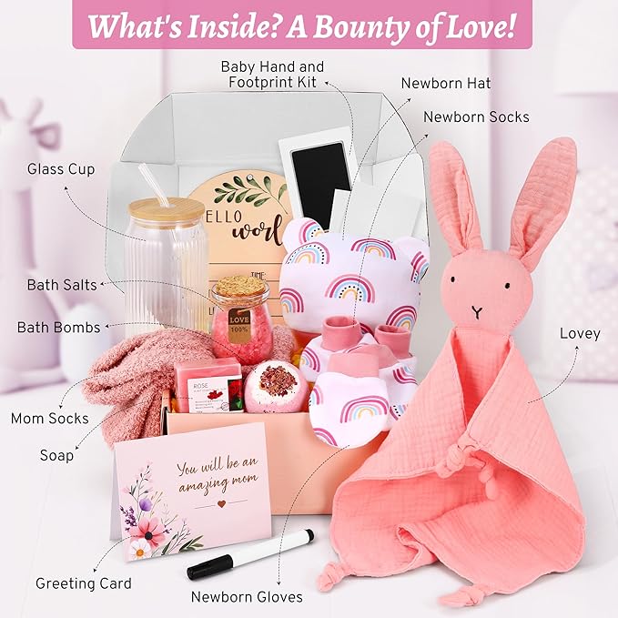‎EARLY MINDS New Mom & Baby Girl Gift Set, Newborn Essentials Stuff for First Time Moms, Pregnancy Gifts for Gender Reveal, Baby Shower, Expecting Mom Care Package After Birth