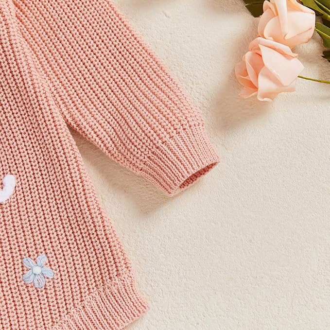 FYBITBO Baby Girl Boy Sweater Knit Oversized Pullover Sweatshirt Romper Onesie Warm Fall Winter Clothes Outfit Newborn