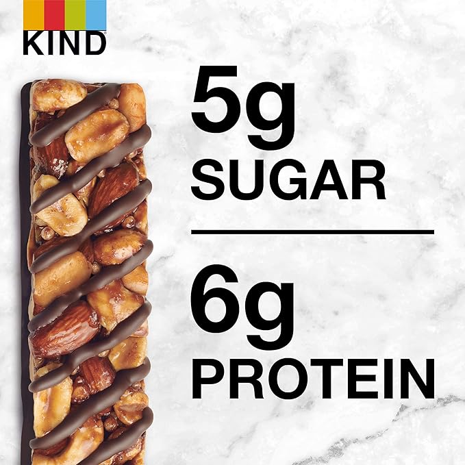 KIND Nut Bars, Salted Caramel & Dark Chocolate Nut, Healthy Snacks, Gluten Free, Low Sugar, 6g Protein, 12 Count