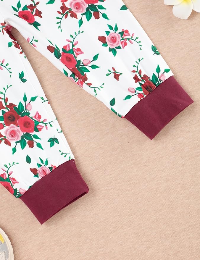 oklady Toddler Baby Girl Clothes Solid Color Ruffle Tops Floral Pants with Headband Fall Winter Cute Girl Outfits