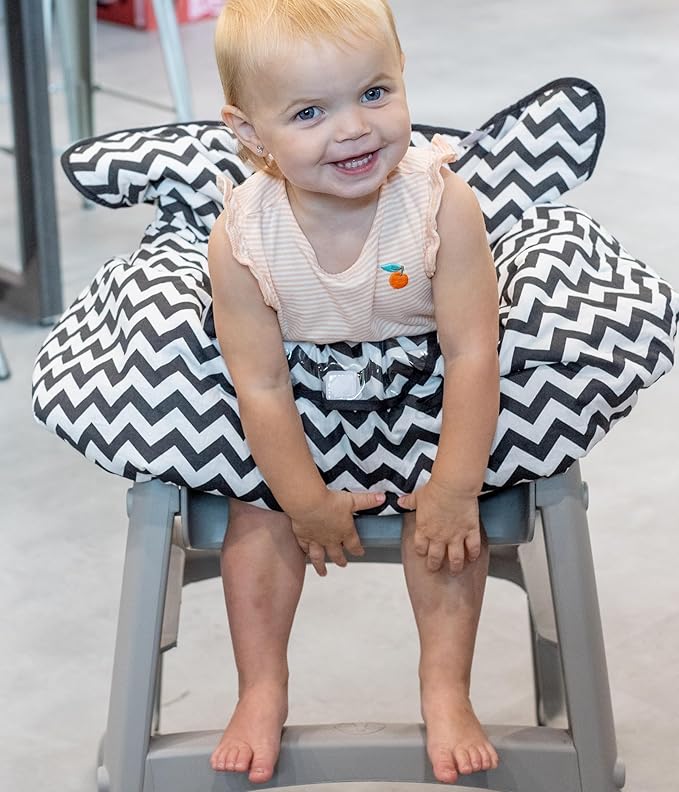 Shopping Cart Cover & Highchair Cover, Soft Cotton, with Phone Pouch, Black & White