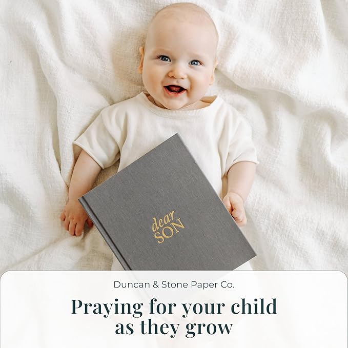 DUNCAN & STONE PAPER CO. Baby Memory Book - Childhood Memory Book For Milestones - Mom and Me Journal w/Prompts, Photos & More - Newborn Keepsake Gifts (Blue,230 Pages)