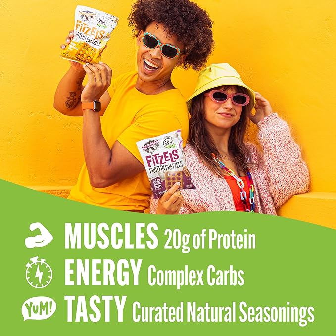 Lenny & Larry's FITZELS Variety Pack, 3 Flavors, 12 Count- Savory Pretzel Snacks Incredibly Tasty, High Protein Salty, Vegan, 20 g's of Plant Based Protein, 3 oz Each