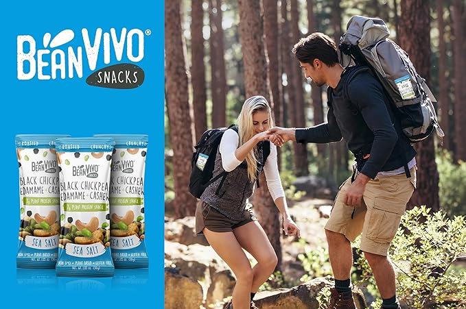 BeanVIVO Healthy Snacks for Adults & Kids with 7g Protein & 5g Fiber per Serving with Dried Edamame, Roasted Cashew and Black Chickpeas - Vegan & Gluten Free - Keto Friendly & Non-GMO - 8Pack (1.05 oz Each Pouch)