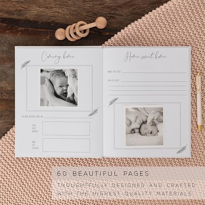 Baby Memory Book for the Modern Minimalist - Simple Baby Book for Boy or Girl - First Years Journal - Monthly Milestone Keepsake Record Book - Gender Neutral Pregnancy Gift for Baby Shower