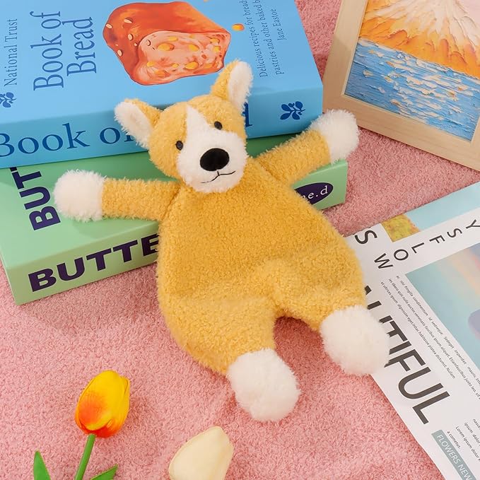 Apricot Lamb Corgi Soft Loveys for Babies, Security Blanket for Baby Boy and Girl, for Infant and Toddlers