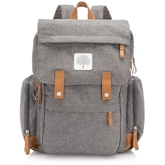 Parker Baby Co. Diaper Backpack - Large Diaper Bag with Insulated Pockets, Stroller Straps and Changing Pad -Birch Bag - Gray