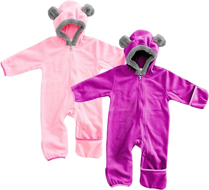 Cuddle Club Fleece Baby Bunting Bodysuit with Hood, Convertible Mittens & Booties, Car Seat Friendly, Soft & Warm, Easy Zip
