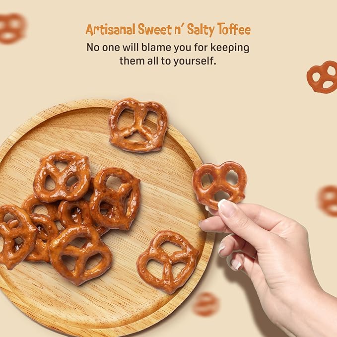 Salted Crème Brûlée Pretzels – 6 Oz Sweet & Salty Toffee Bite-Sized Snacks Packed with Rich Custard Flavor & Caramelized Toffee Coating – Crunchy, Snacky, Perfect for Anytime Snacking