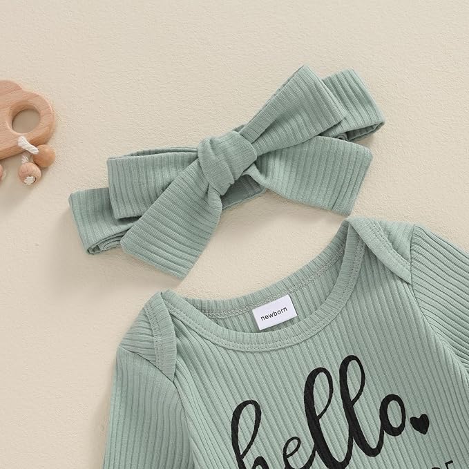 Newborn Girl Clothes Baby Girl Coming Home Outfit Zipper One-piece Outfits Ruffle Footie Bodysuit Jumpsuit Headband