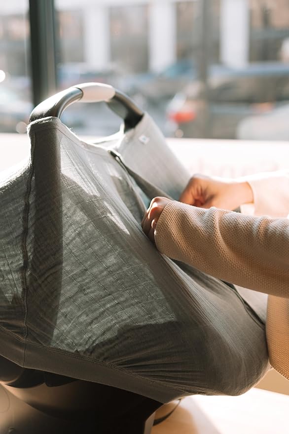 Little Unicorn Breathable Car Seat Canopy | Magnetic Closure Cover & Universal Fit | Protection & Privacy for Baby (Sea)