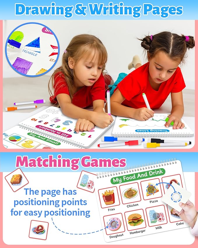 Benresive Montessori Busy Book for Toddlers 3-5, Preschool Learning Activities, Tracing Activity Coloring Books for Kids Ages 3-5, Educational Toys Gifts, Autism Sensory Travel Toys for Toddlers