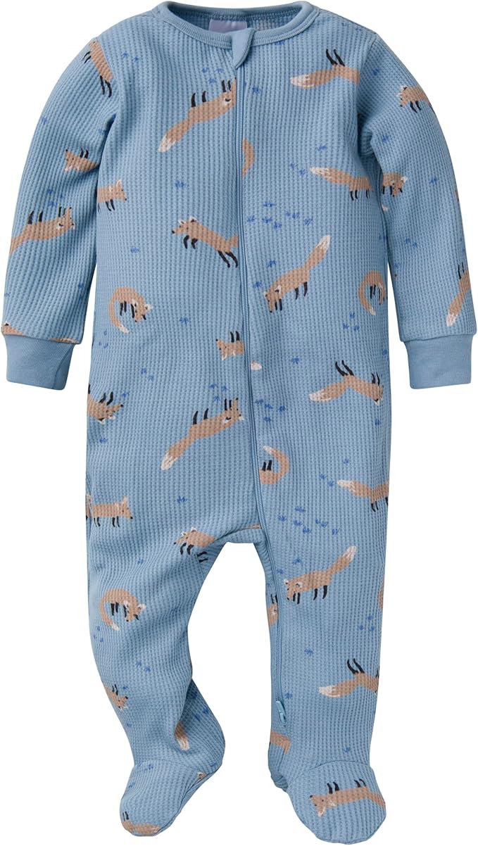 Gerber baby-girls 2-pack 2-way Zip Thermal Footed Sleep 'N Play
