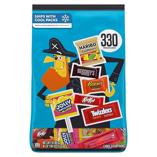 Hershey Miniatures Assorted Flavored, Halloween Candy Bulk Bag, 97.96 oz (330 Pieces)