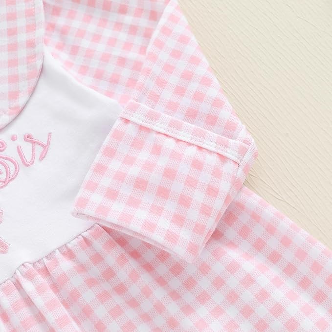 Newborn Baby Girl Footed Romper Onesie Little Sister Embroidery Fall Clothes Coming Home Outfit Vintage Jumpsuit