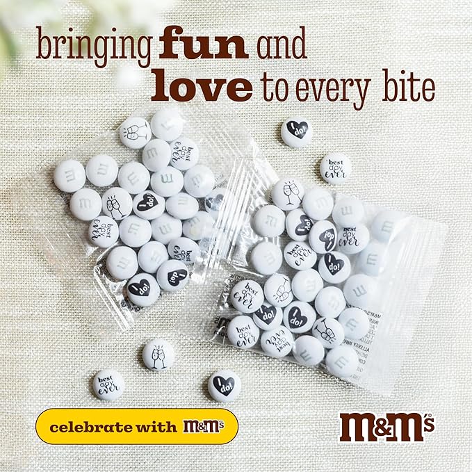 M&M’S WORLD Milk Chocolate Wedding Candy Favors (20 pack), Perfect for Wedding Reception Favor, Bridal Favors, Rehersal Dinner and Wedding Table Décor