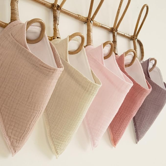 Muslin Baby Bibs 8 Pack, Baby Bandana Drool Bib for Drooling and Teething, Cotton Soft Absorbent for Girls Boys