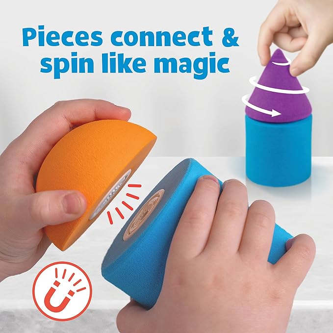 Blockaroo Magnetic Foam Building Blocks - 13-Piece Roadster, Bath Toys for Toddlers, Preschool Toys, Bathtub Toys, Sensory Toys, Blocks for Toddlers 3-5, Engineering Toys for Kids 3-5, Bath Blocks