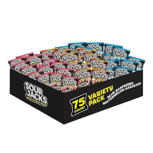 SOUR JACKS Snack Box, Sour Wedges, Variety Snack Pack, 0.5oz bags (75ct)