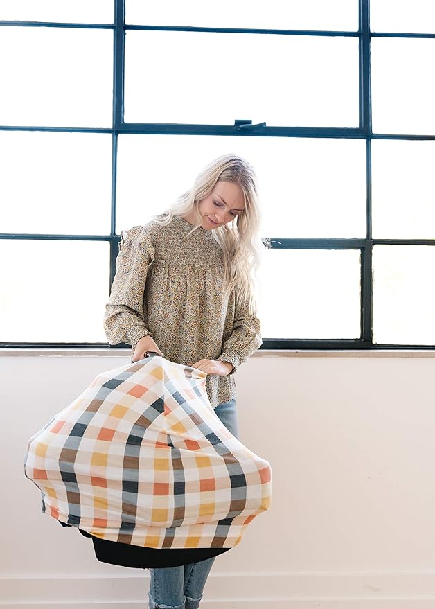 Baby Car Seat Cover Canopy and Nursing Cover Multi-Use Stretchy 5 in 1 Gift Harvest by Copper Pearl