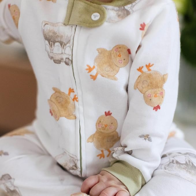Burt's Bees Baby Baby Girls Pajamas, Zip Front Non-Slip Footed Sleeper Pjs, 100% Organic Cotton