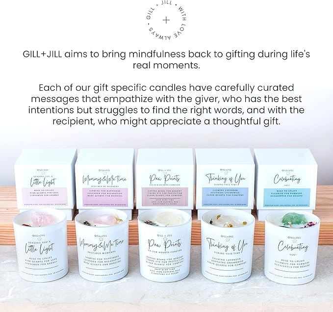 Premium Candle Gifts for New Mom – After Birth Gifts for Women – Postpartum, Baby Shower & Pregnancy Gift for Expecting Mom – Paraffin-Free Natural Soy Wax - Rose Quartz Crystal, Lavender & Jasmine