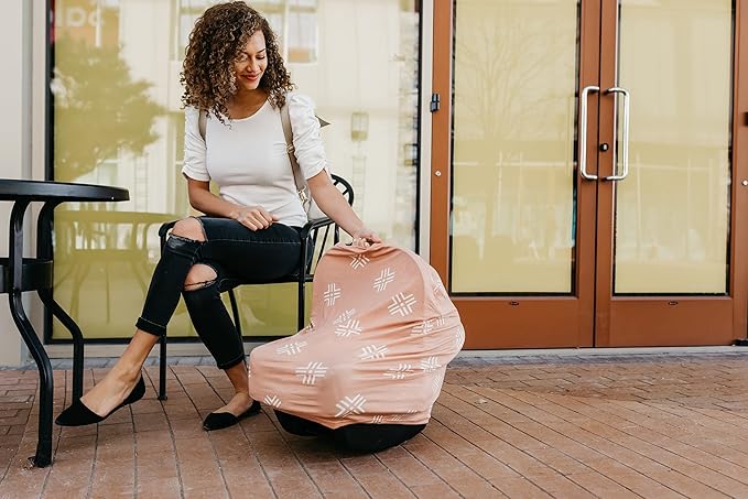 Copper Pearl Multi-Use Cover: Car Seat Covers, Nursing Cover, and Stroller Cover for Sun - Stretchy Fabric, All-Season Use, Stylish Designs, Easy Access for Moms - Mesa