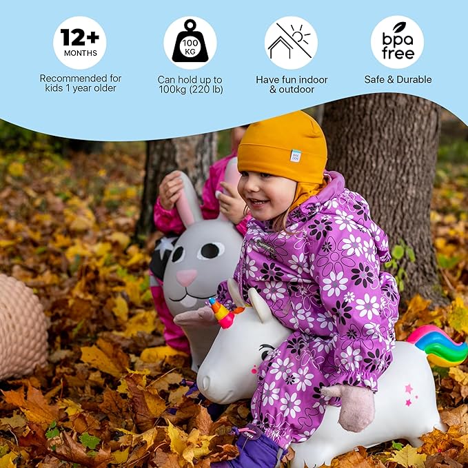 GERARDO'S Ride-On Unicorn | Kids Bouncy Animal Hopper | Toys for Toddler Girls & Boys | Inflatable Unicorn Includes Birth Certificate & Hand Pump