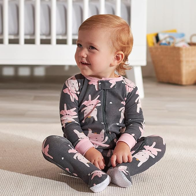 Gerber Baby Girls' 2-Pack Footed Pajamas