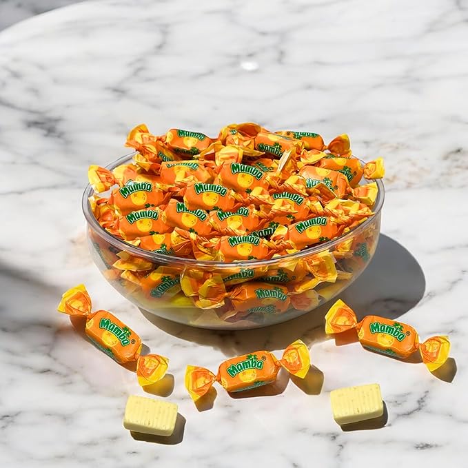 Orange Mamba Fruit Chews, 1 Lb. Bag – Individually Wrapped – Juicy Chews Perfect For Holidays, Piñatas, Christmas Stockings, Goody Bags, And Parties – Approx. 80 Pieces