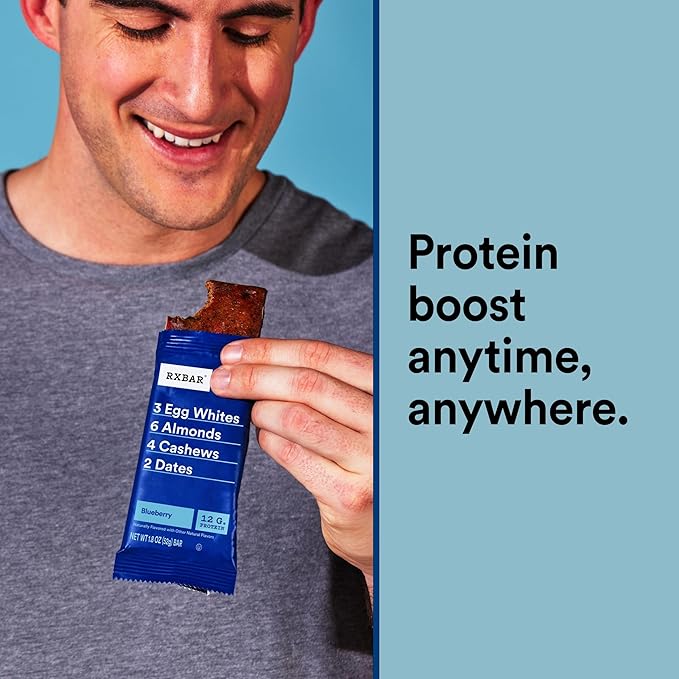RXBAR Protein Bars, Protein Snack, Snack Bars, Blueberry, 18.3oz Box (10 Bars)