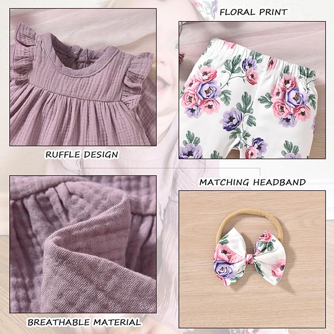 HINTINA Infant Baby Girl Long Sleeve Fall Winter Outfits With Headband