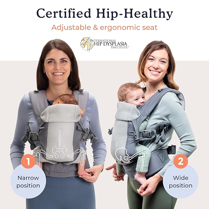 Beco Gemini Baby Carrier from Newborn to Toddler - Certified Ergonomic Newborn Baby Carrier for Infants and Children of 7-35 lbs - M Shape, Adjustable Seat, Breathable 3D Mesh (Cool Dark Grey)