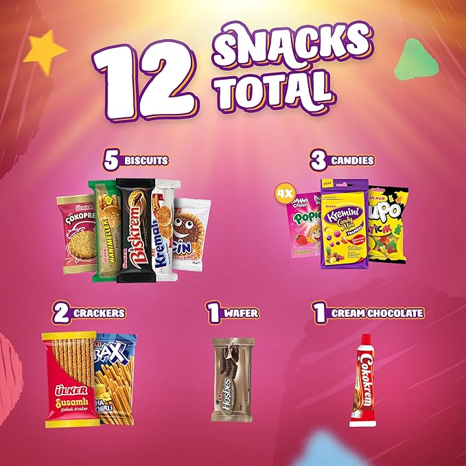 Eastanbul International Snack Box, Premium 12 Full-Size Foreign Snack Box, From Around The World International, Sweet, Savory, Chewy, Crunchy
