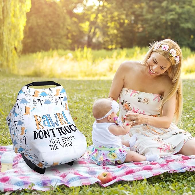 Metplus Car Seat Canopy Nursing Cover for Babies, Soft Stretchy Breathable and Easy to Use, Infant Shower Gifts Newborn Essentials